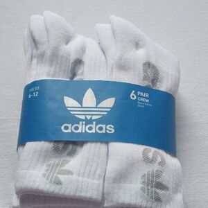 adidas Men's White and Gray Crew Socks - 6 Pairs